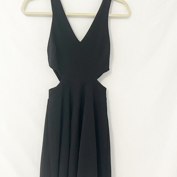 Lush Black Cut Out Ribbed Sleeveless Fit & Flare Dress Size XS - Picture 2 of 8